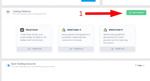 Creating Demo Account From FXGlory Client Cabinet step1