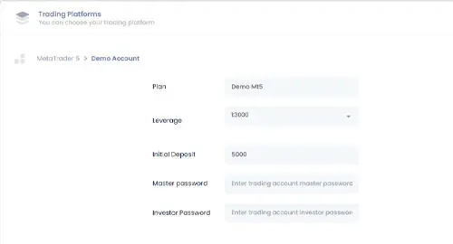 Creating Demo Account From FXGlory Client Cabinet step3